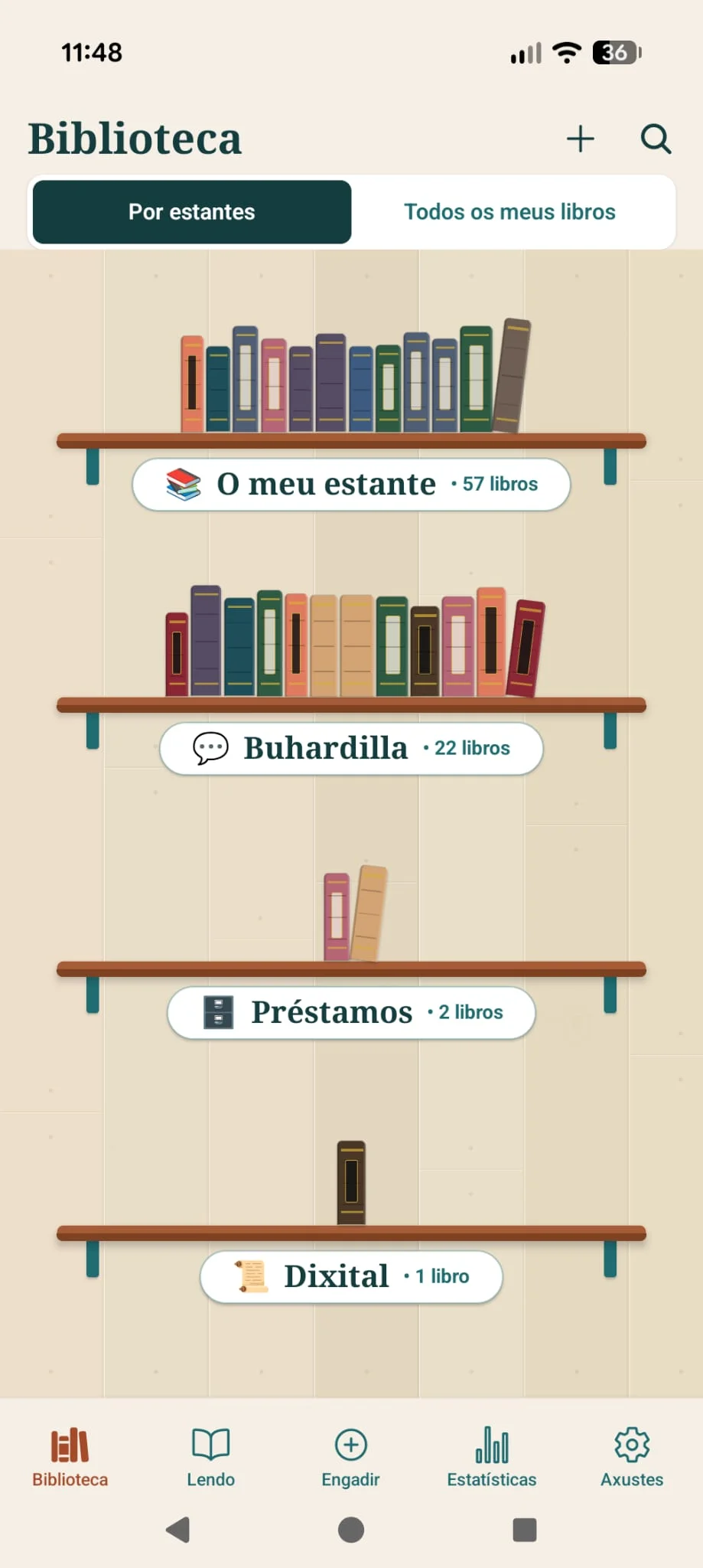 Pantalla principal de biblioteca de Niblio