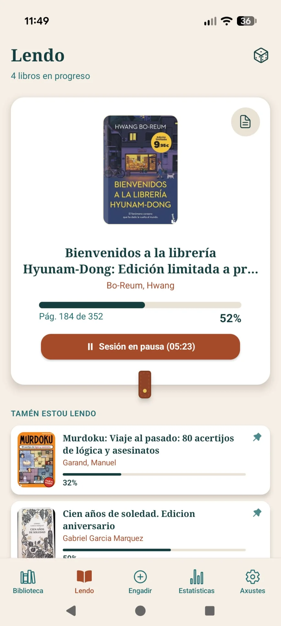 Pantalla Llegint amb progrés