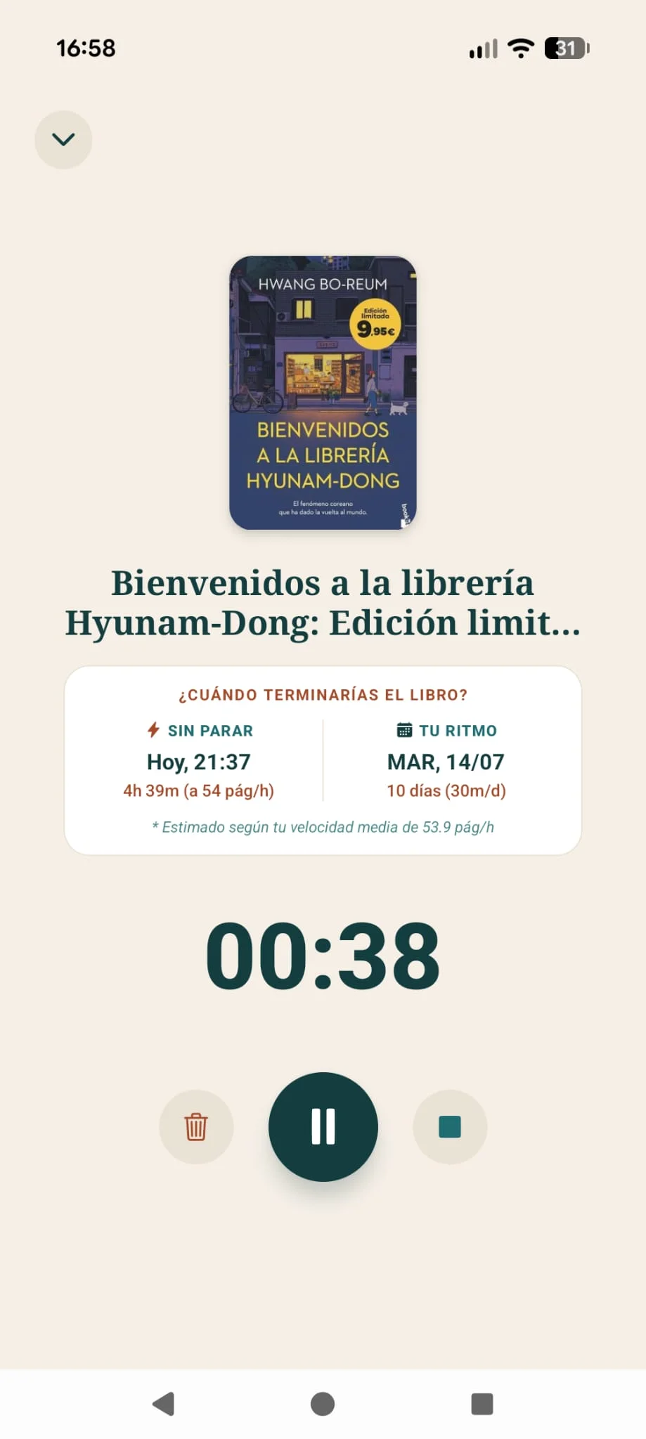 Cronómetro de sesión de lectura