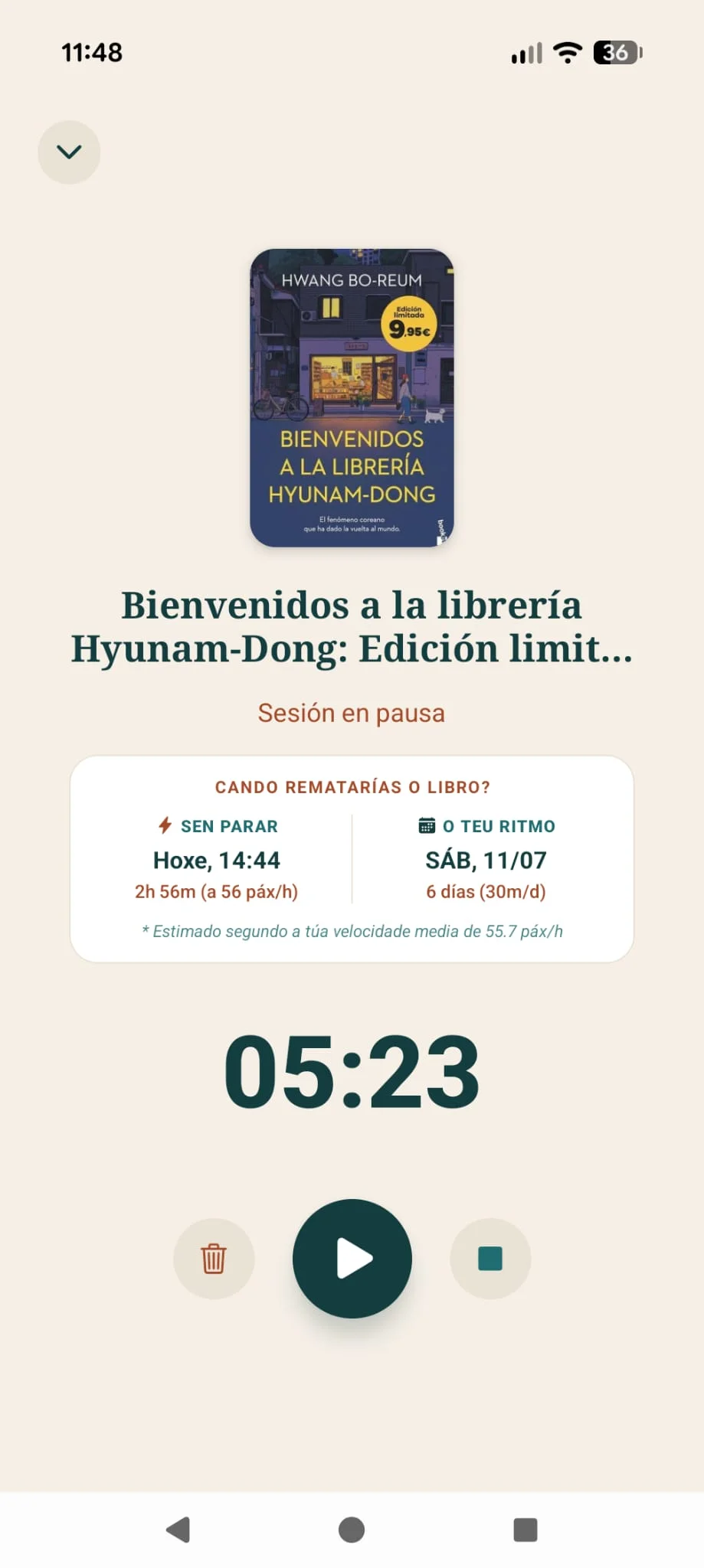 Cronòmetre de sessió de lectura