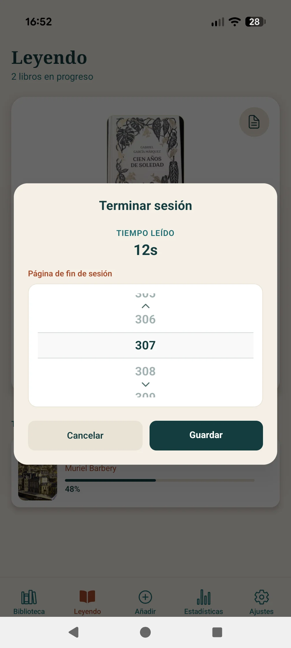 Terminar sesión de lectura